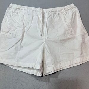 LLBean Womens White Elastic Waist Drawstring Pocket Shorts Size XL